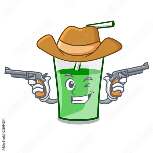 Cowboy green smoothie character cartoon