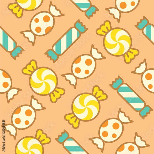 Sweets candy filled outline seamless pattern suitable for wrapping paper gift or wallpaper