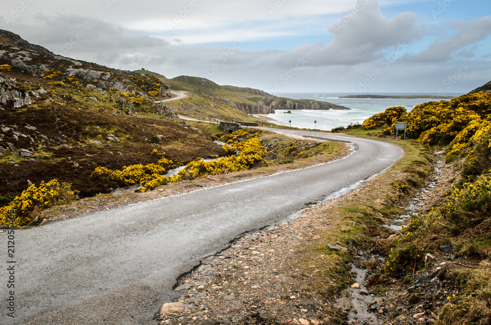 Costal road higlands, landscape. Scotland, Great Britain