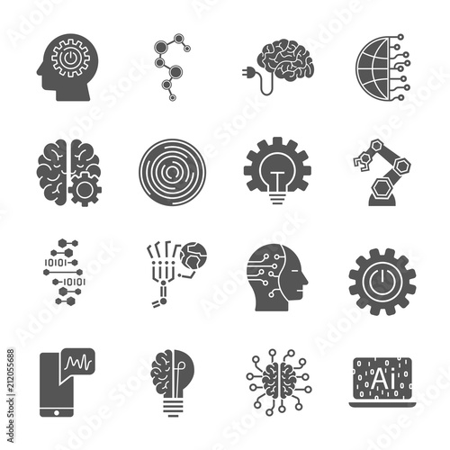 Artificial Intelligence different icons set. AI icon setfor web, sites and other