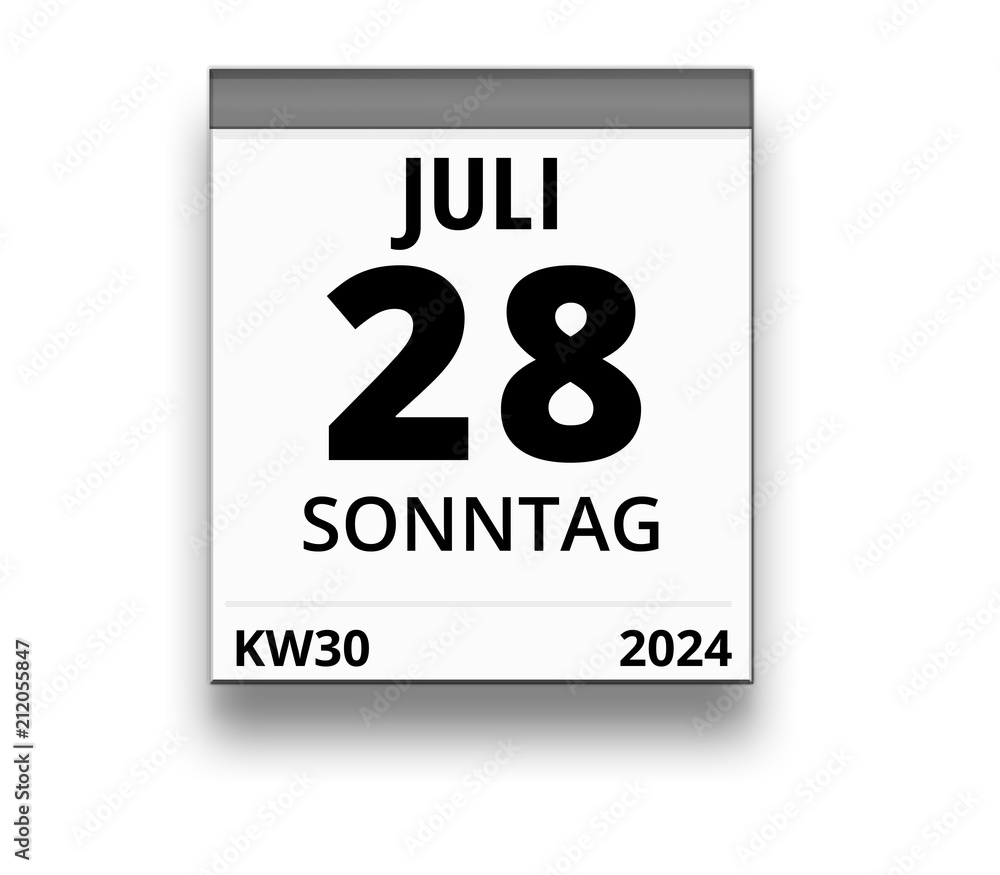 Obraz premium Kalender für Sonntag, 28. JULI 2024 (Woche 30)