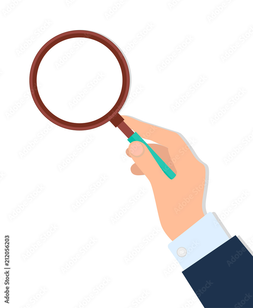 Male Hand Holding a Loupe, Colorful Illustration Male Hand Holding a Loupe, Colorful Illustration