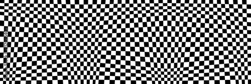 Abstract Black and White Geometric Pattern with Squares. Contrasty Optical Psychedelic Illusion. Chessboard Wicker Structural Texture. Raster Illustration