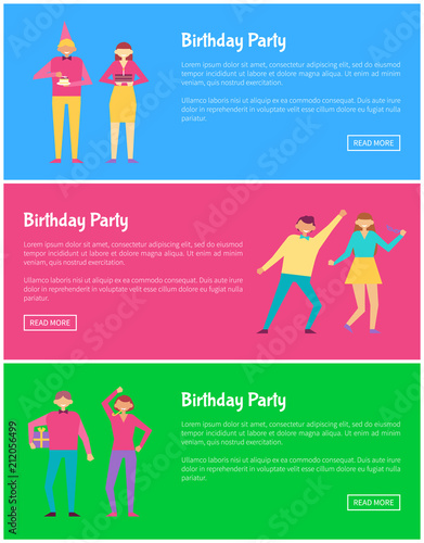 Birthday Party Web Online Posters Man and Woman