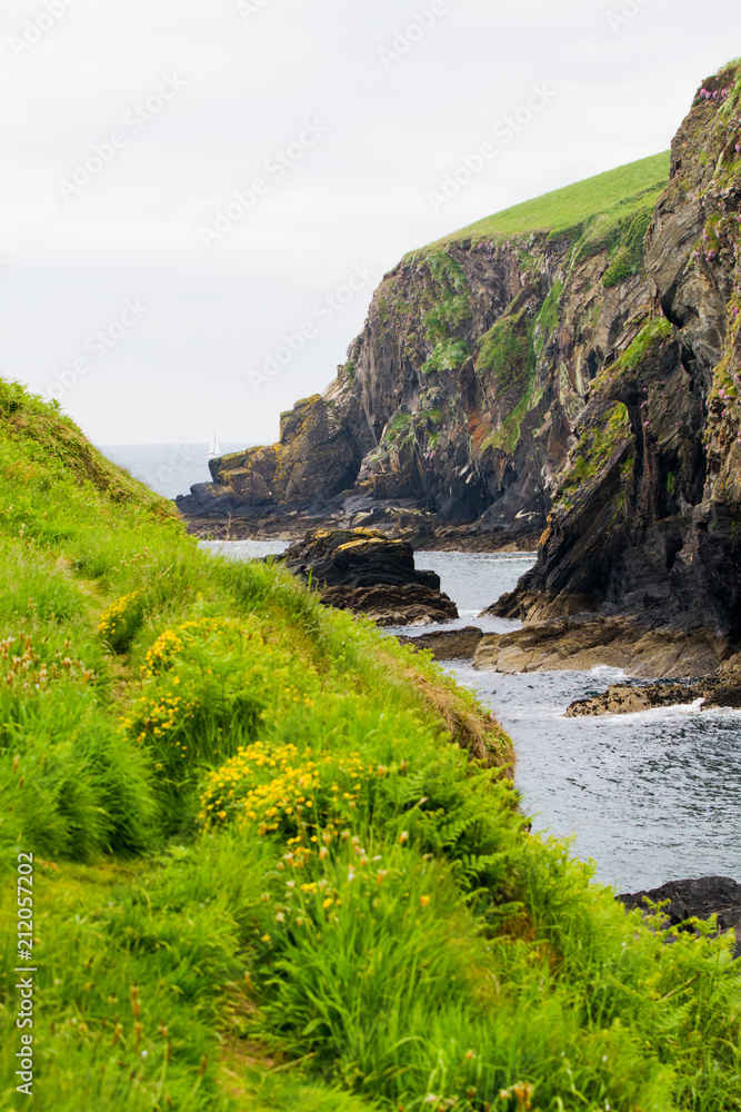 Dramatic landscape of Southern Irish Coastline in the late spring