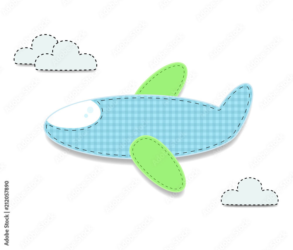 Cut out fabric or paper chequered blue airplane sticker Cut out fabric or paper chequered blue airplane sticker