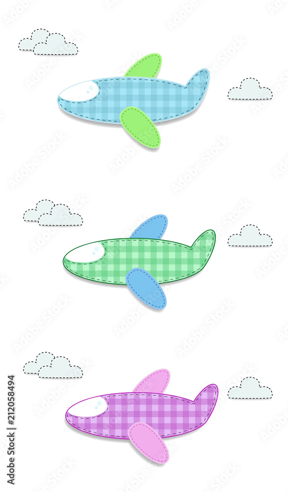 Vector set of cute baby clip art airplanes for scrapbooking or baby shower