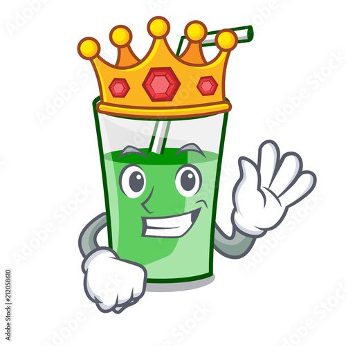 King green smoothie mascot cartoon