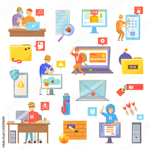 Spam and Hackers Collection Vector Illustration