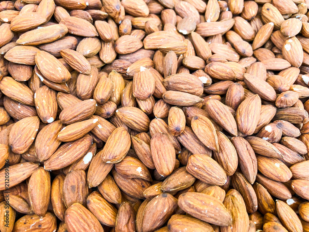 Almonds Background. Full Frame Shot Of Almonds For Sale In Market.