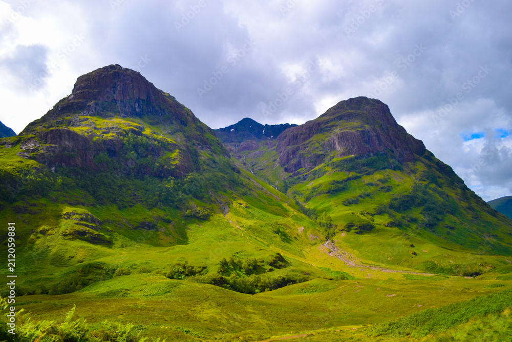 Three Sisters (mountains) in Highlands, in Scotland (United Kingdom). Natural and wild picture