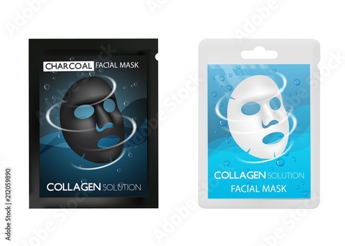 Facial mask package vector realistic mockup set