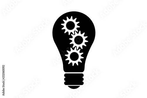 Bombilla con engranajes de ideas.