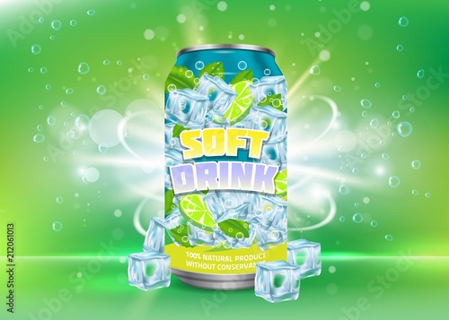 Lemon soft drink poster vector design template