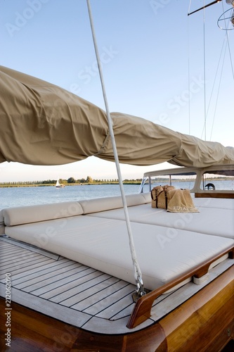 Sailing. Sailingship. Aboard a yacht. Deck