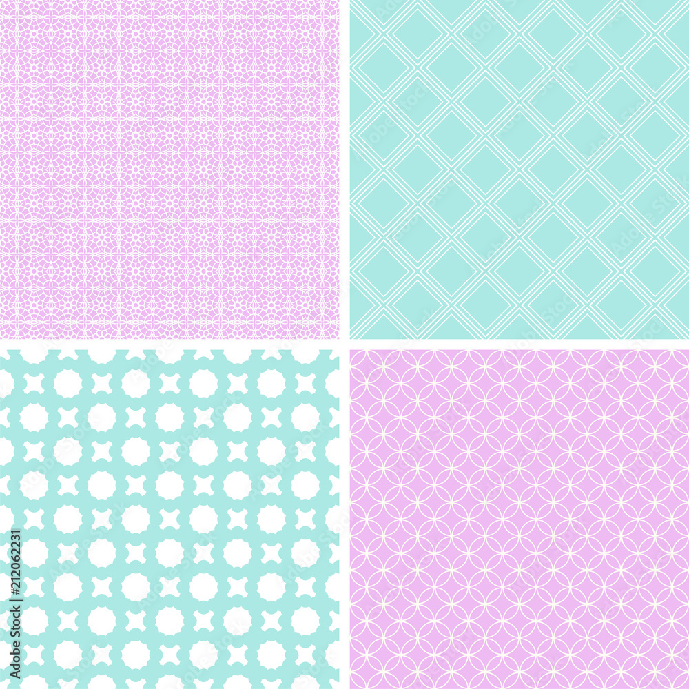 Cute different vector seamless patterns.