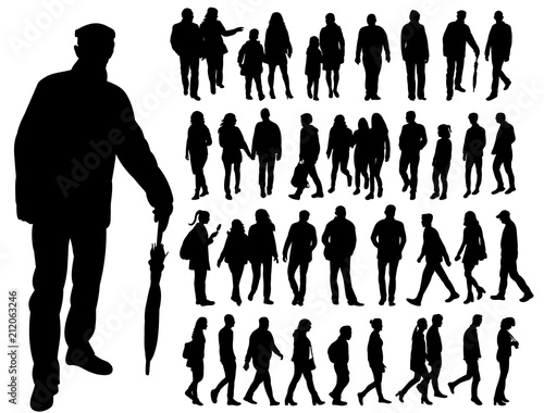silhouette people, set