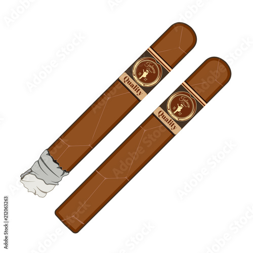 Vector illustration of cuban cigars with labels