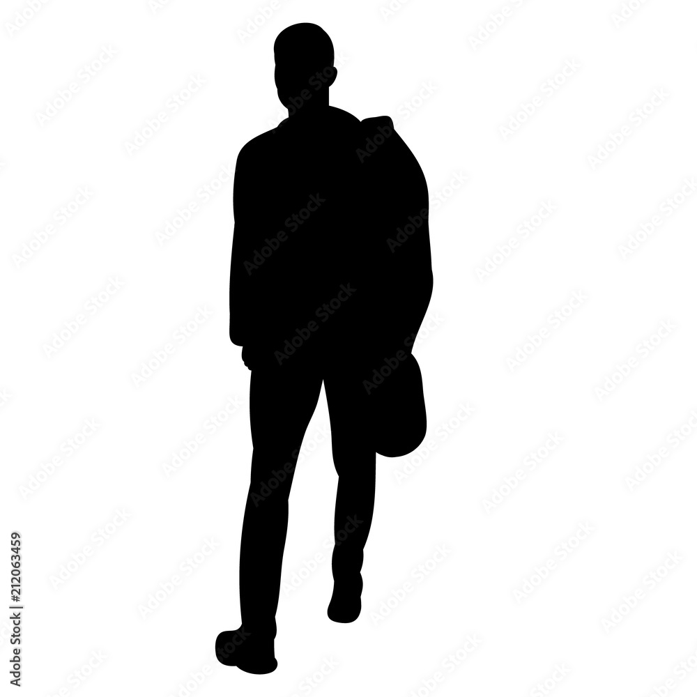 isolated silhouette man is walking