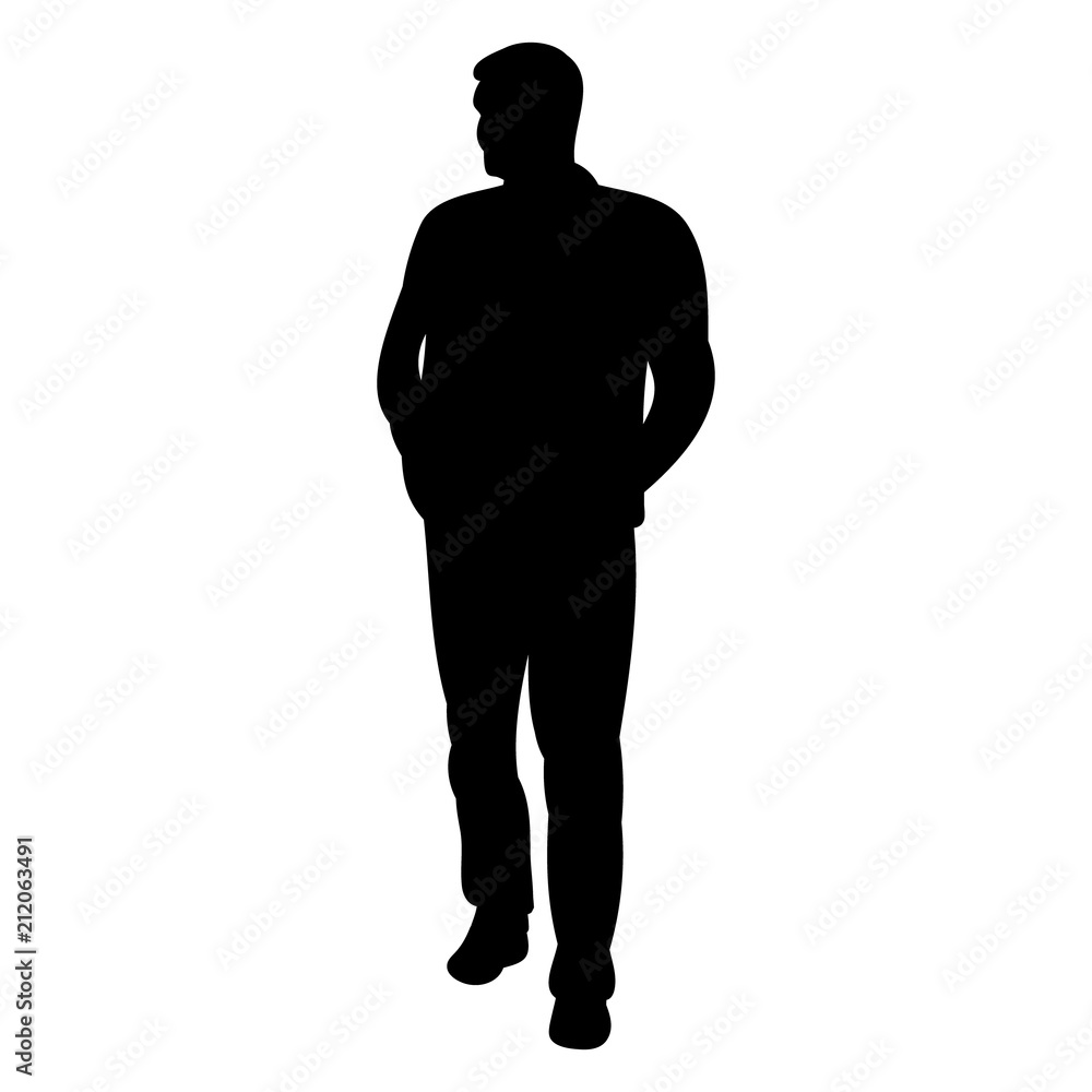 vector, isolated silhouette man is walking
