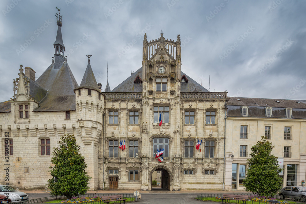 The town hall of Saumur, a commune in the Maine-et-Loire department in western France