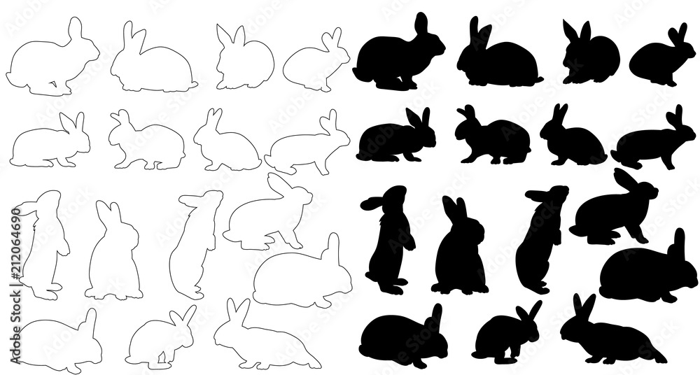 isolated big silhouette of a rabbit isolated big silhouette of a rabbit