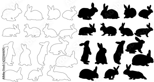  isolated big silhouette of a rabbit