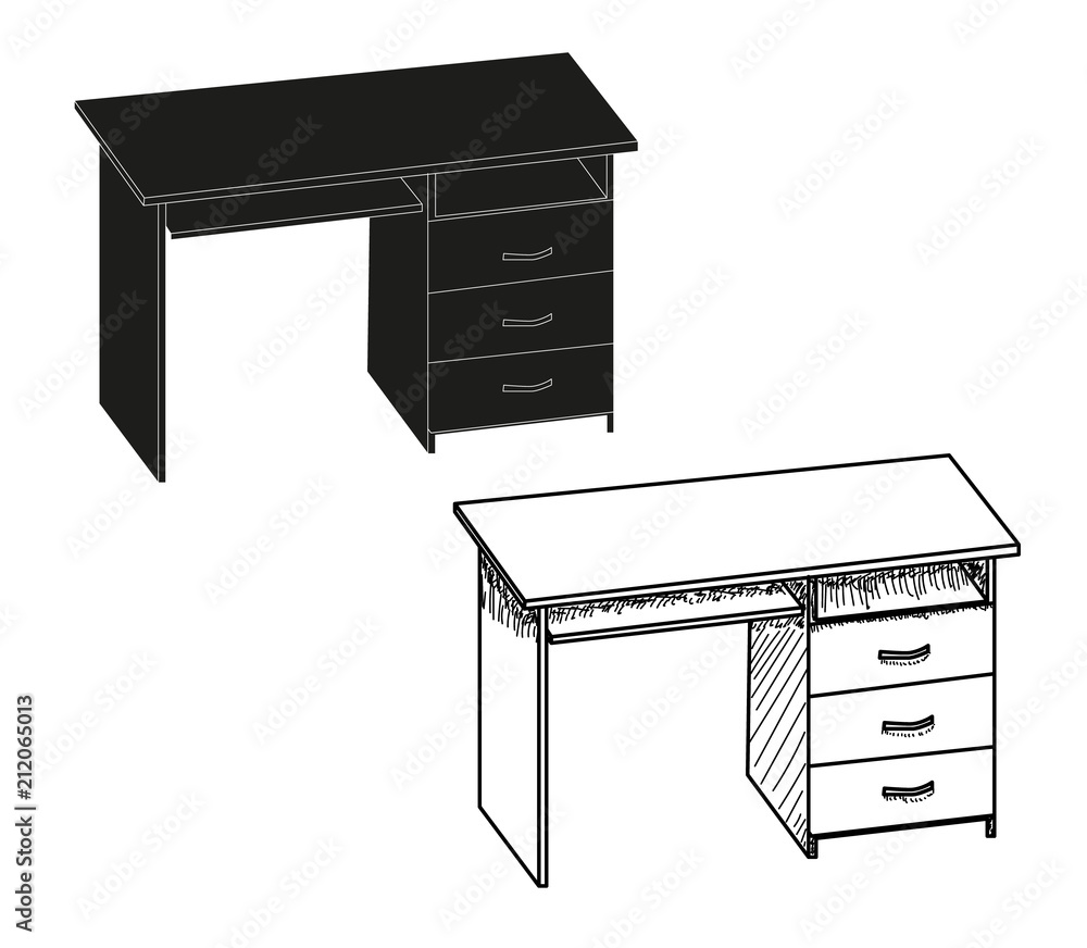 isolated silhouette of table and sketch of table isolated silhouette of table and sketch of table