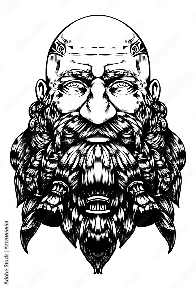 Bearded bald dwarf with a kind look Bearded bald dwarf with a kind look