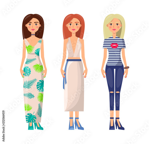 Gils Dressed in Elegant Stylish Summer Clothes Set