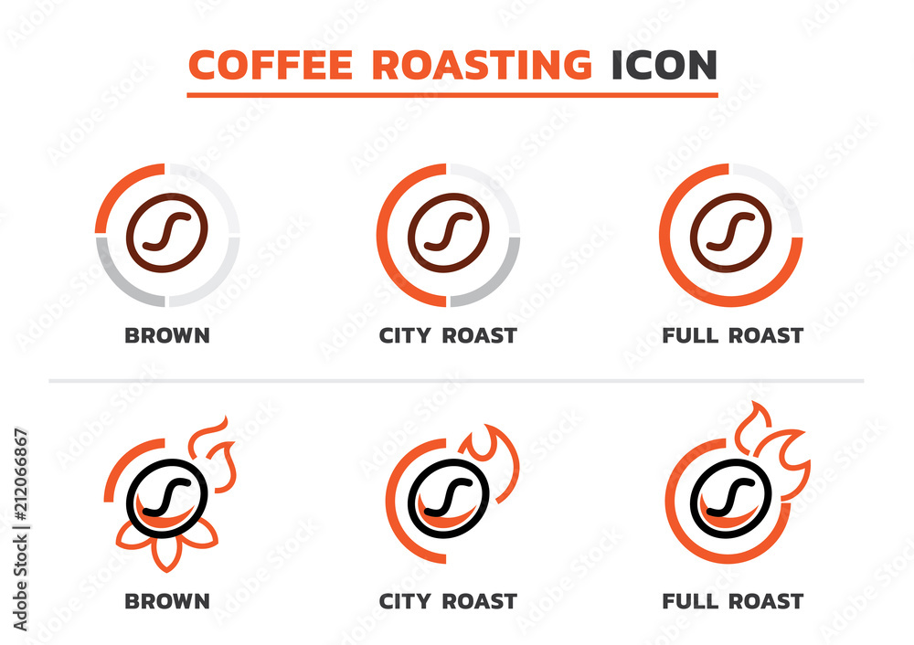 coffee roasting icon with coffee bean coffee roasting icon with coffee bean