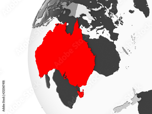 Australia on grey globe
