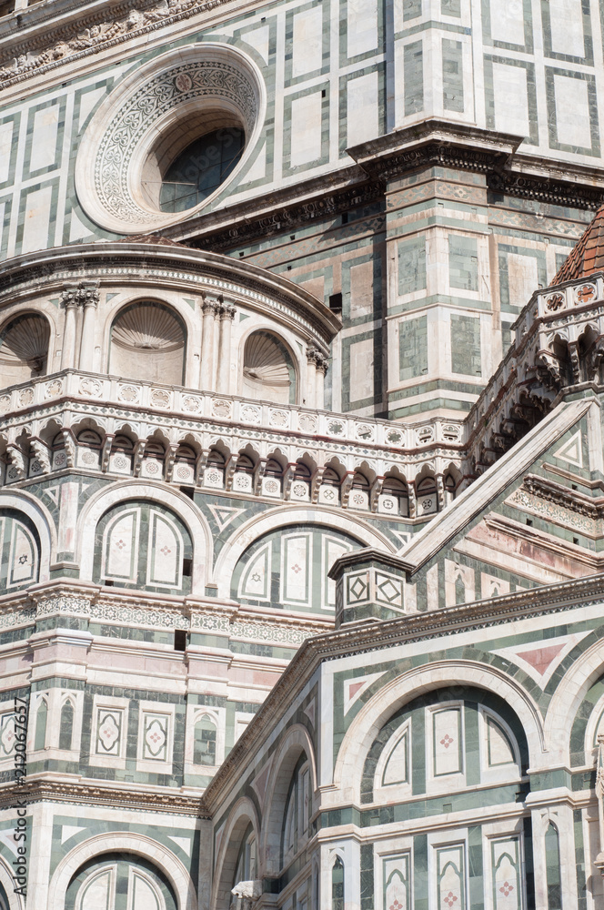 beautiful details of florence cathedral in a sunny day