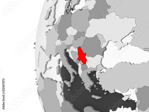 Serbia on grey globe