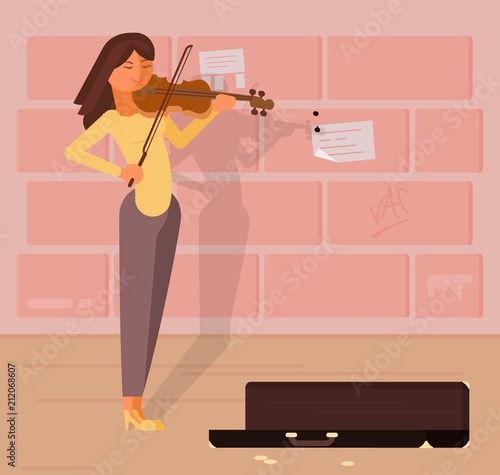 Vector illustration of street musician with violin