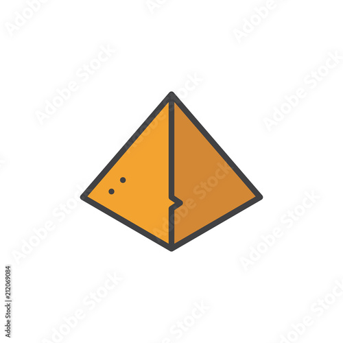 Egyptian pyramid filled outline icon, line vector sign, linear colorful pictogram isolated on white. Sphinx, Egypt symbol, logo illustration. Pixel perfect vector graphics