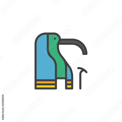 Egyptian Gods Thoth filled outline icon, line vector sign, linear colorful pictogram isolated on white. Thoth head symbol, logo illustration. Pixel perfect vector graphics