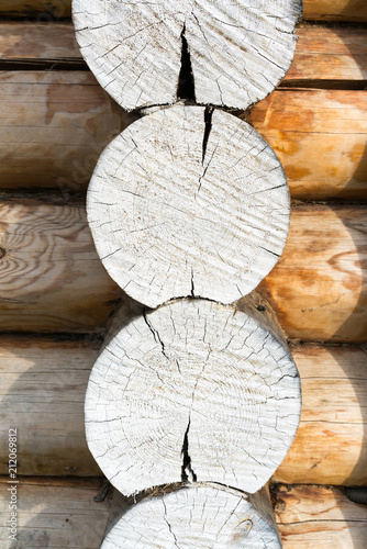 round ends of wooden logs