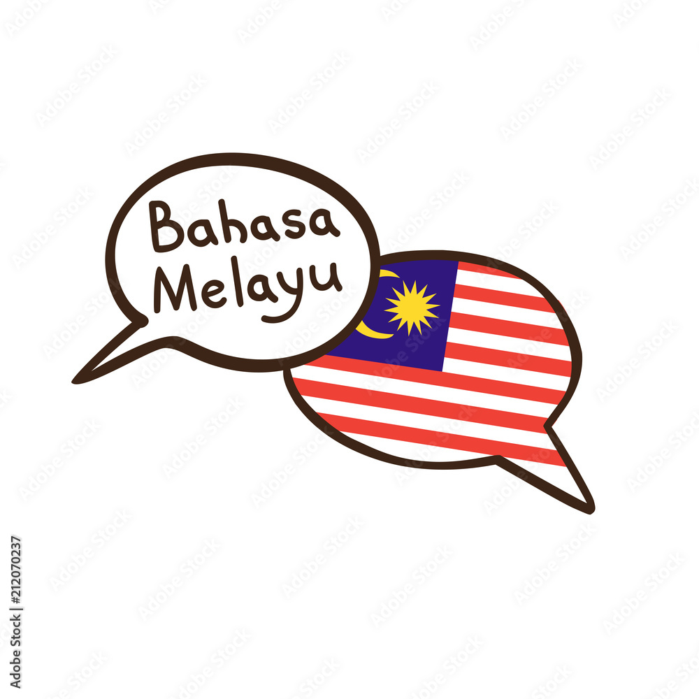 Translation: Malaysian language. Vector illustration of hand drawn 