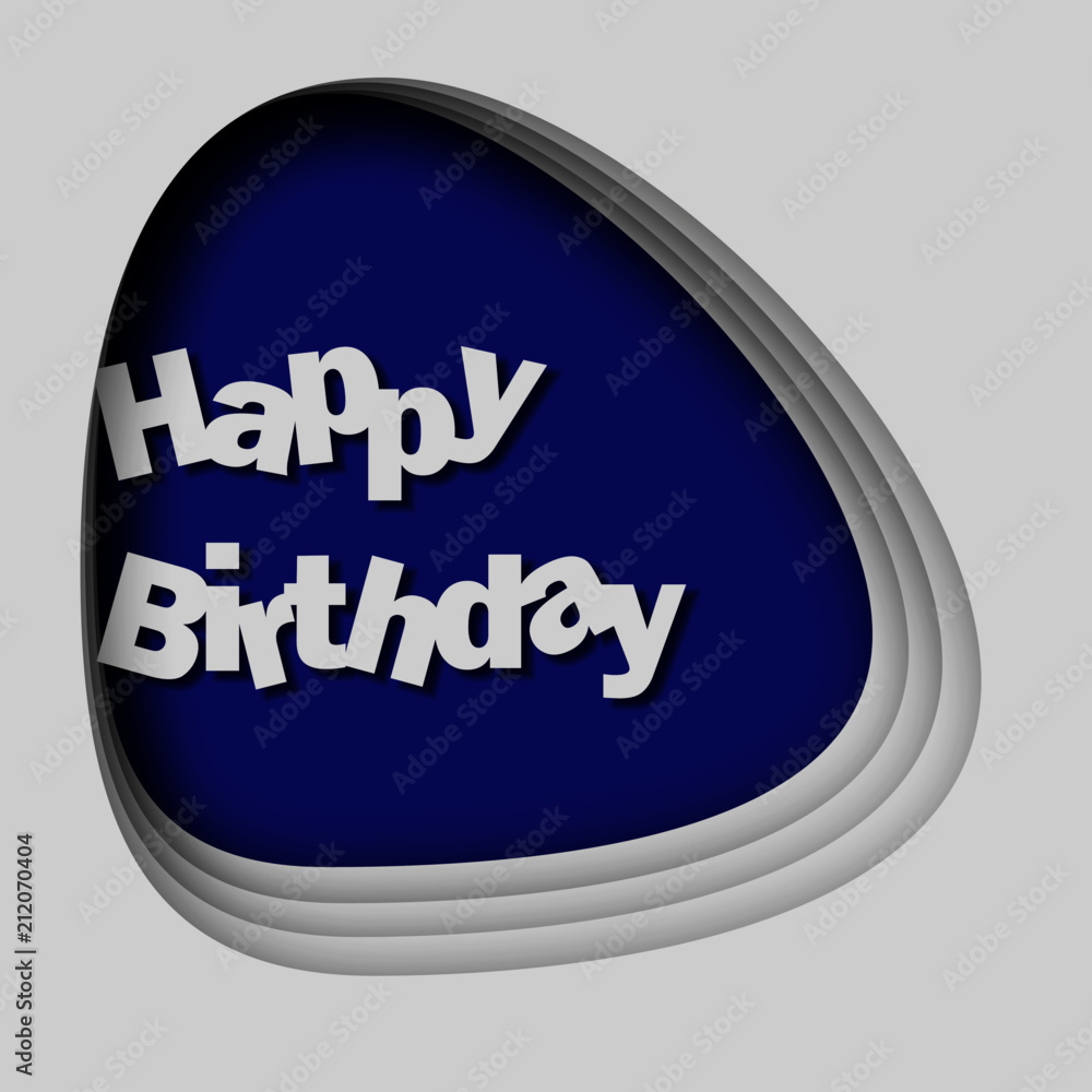 Happy Birthday Hand Lettering Greeting Card. Vector Background. Invitation Card. Handmade Calligraphy. 3d Text with Shadow Happy Birthday Hand Lettering Greeting Card. Vector Background. Invitation Card. Handmade Calligraphy. 3d Text with Shadow