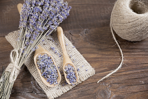 Fototapeta Naklejka Na Ścianę i Meble -  Bouquet of Lavender flowers on wooden background