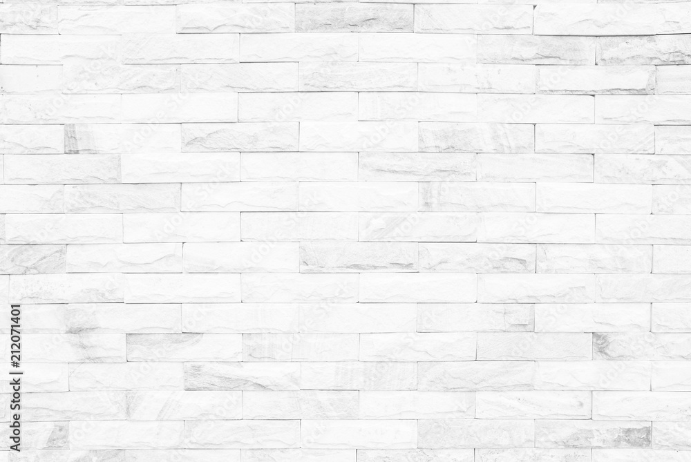 Fototapeta premium White brick wall texture background or stonework flooring interior rock old pattern clean concrete grid uneven bricks design stack. grey colors brick wall art concrete stone texture in wallpaper