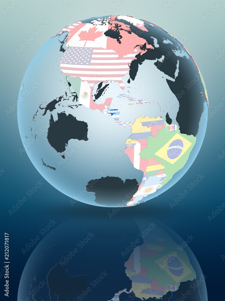 Obraz premium Honduras on globe with flags