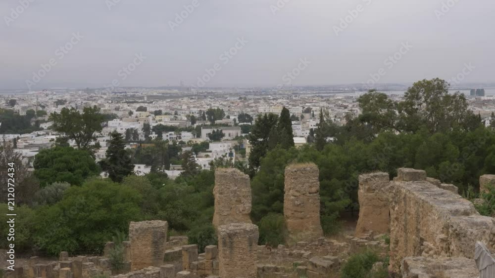 View from above on modern in Carthage Tunisia. Beautiful city landscape. Locked shot View from above on modern in Carthage Tunisia. Beautiful city landscape. Locked shot