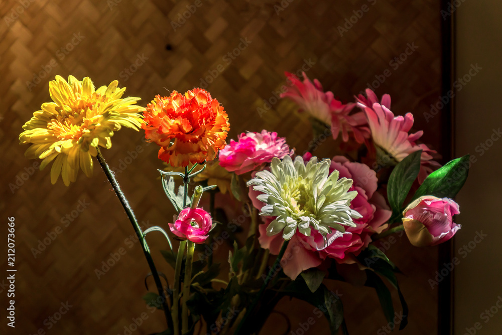 bunch of artificial flowers as interior decoration