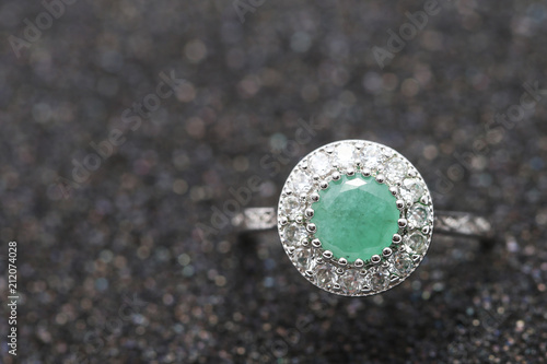 Jade on diamond ring