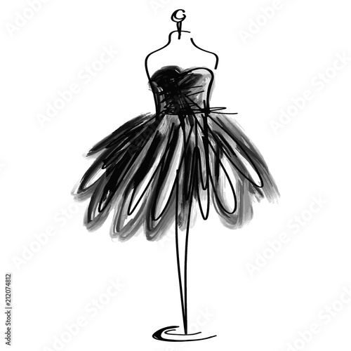 Tailor dummy fashion icon on white background. Atelier, designer, constructor, dressmaker object. Black Couture symbol, silhouette white background. Vector illustration.