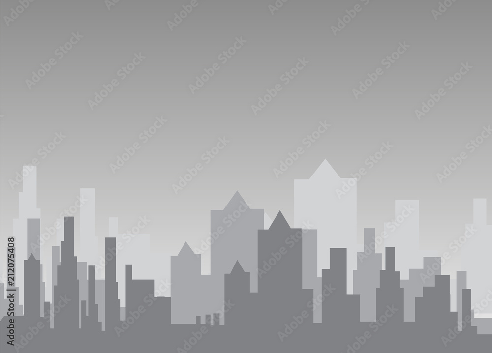 City skyline vector illustration. Urban landscape. Daytime cityscape in flat style