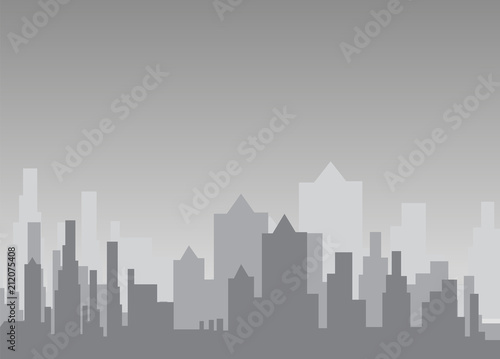 City skyline vector illustration. Urban landscape. Daytime cityscape in flat style