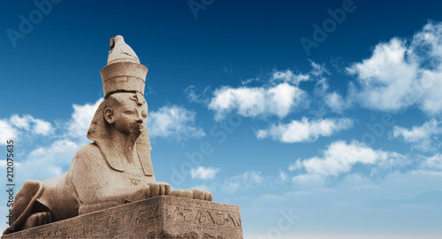 Egyptian Sphinx on blue sky background